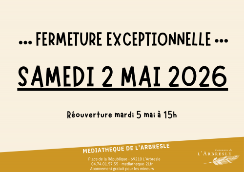 Médiathèque : fermeture exceptionnelle 