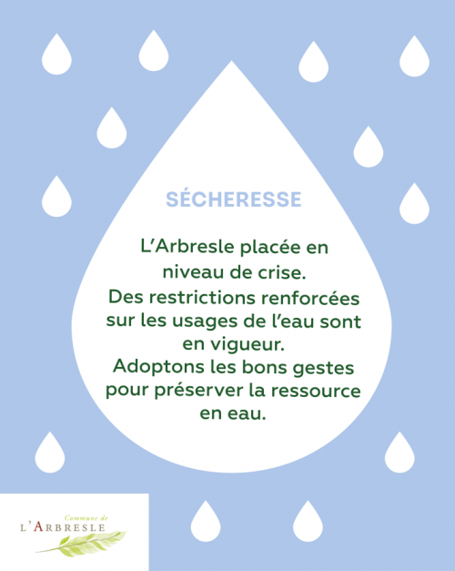 Sécheresse : L’Arbresle placée en niveau crise