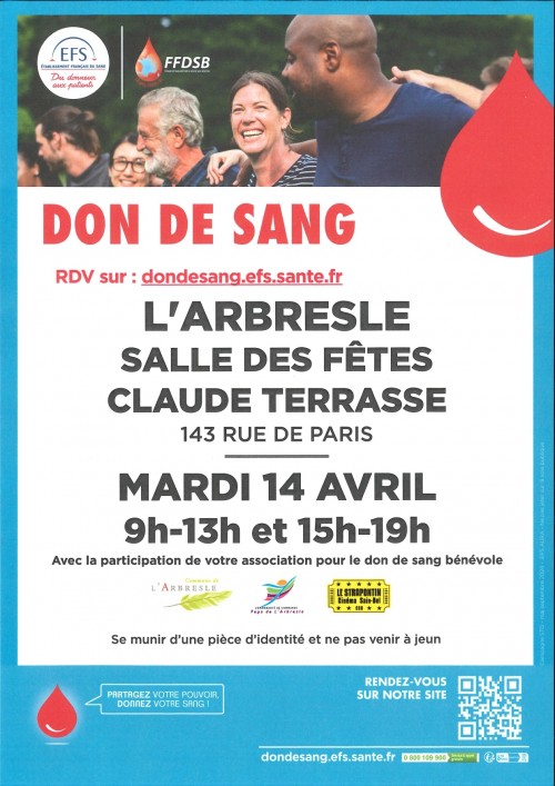 Collecte de don du sang - Mardi 14 avril