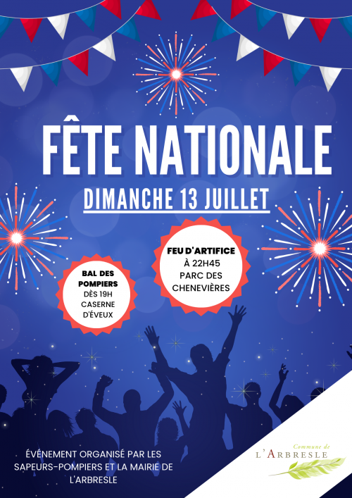 Fête nationale : feu d'artifice et bal des pompiers
