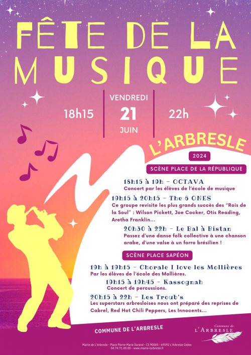 Fête de la musique 2024 à L'Arbresle !