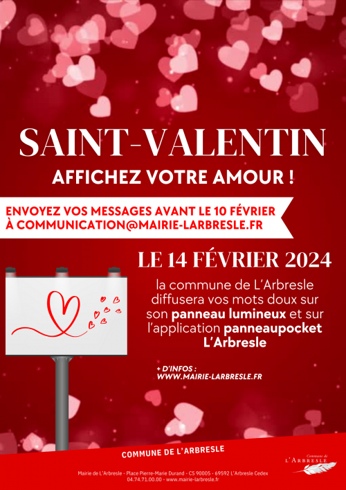 Saint-Valentin : affichez votre amour !