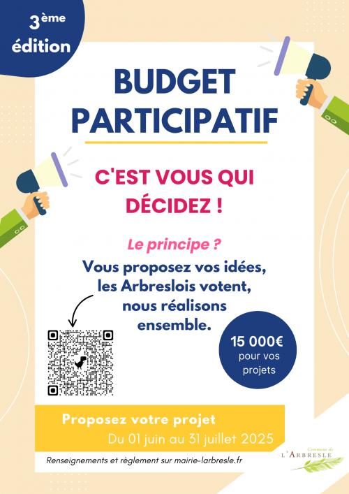 LANCEMENT DE LA 3ᵉ ÉDITION DU BUDGET PARTICIPATIF DE L’ARBRESLE