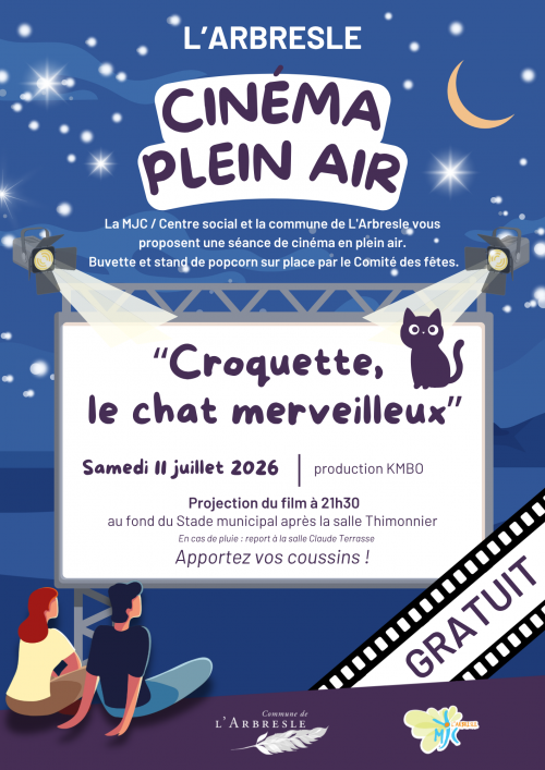 CINÉMA PLEIN AIR GRATUIT – SAMEDI 11 JUILLET