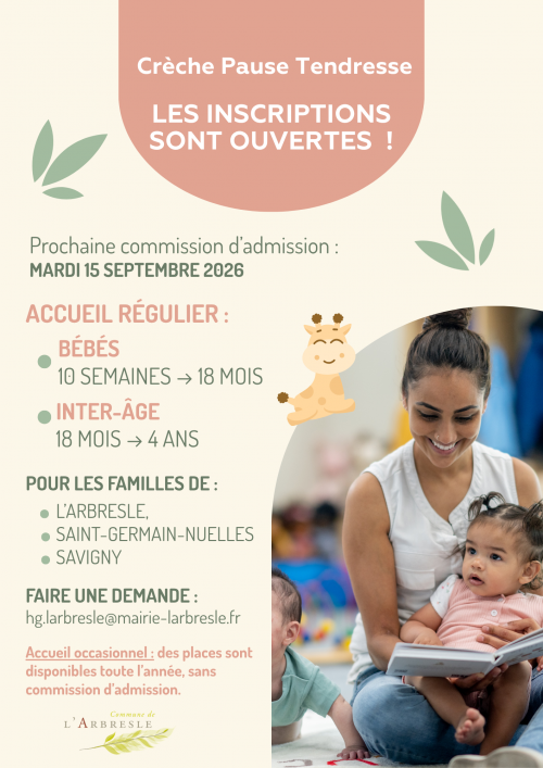Les inscriptions à la crèche Pause Tendresse sont ouvertes