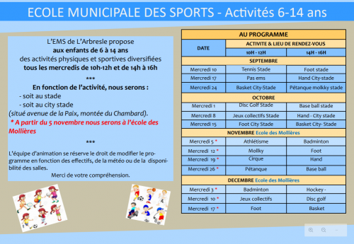 EMS : INSCRIPTIONS OUVERTES POUR LES MERCREDIS !
