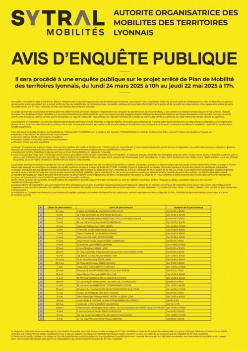 SYTRAL : enquête publique