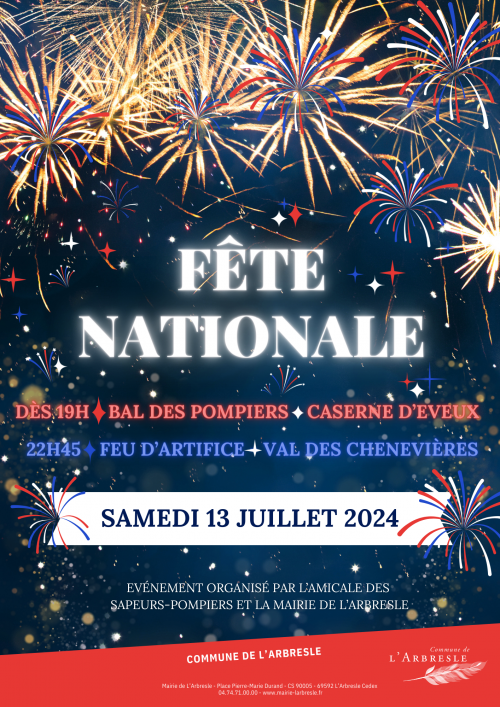 Fête nationale : feu d'artifice et bal des pompiers