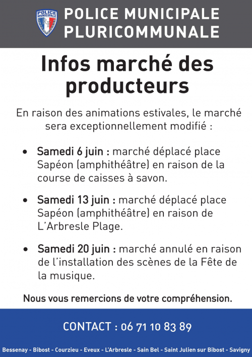 Infos : marché des producteurs