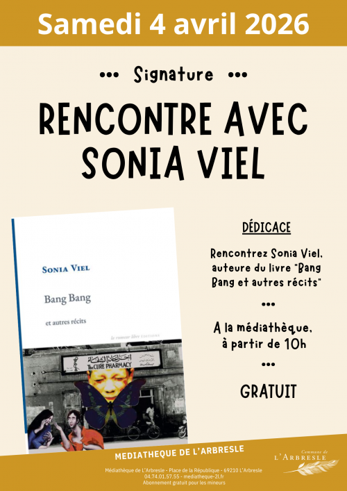Rencontre : dédicaces à la médiathèque avec Sonia Viel