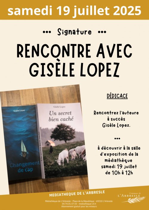 Rencontre - dédicaces avec l'auteure Gisèle Lopez
