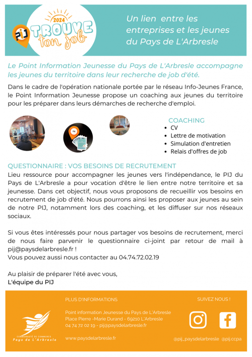 Job d'été : entreprises transmettez-nous vos offres !