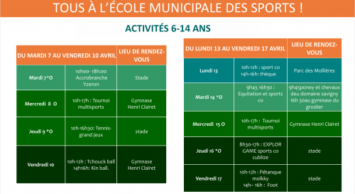 Vacances de printemps à l'EMS