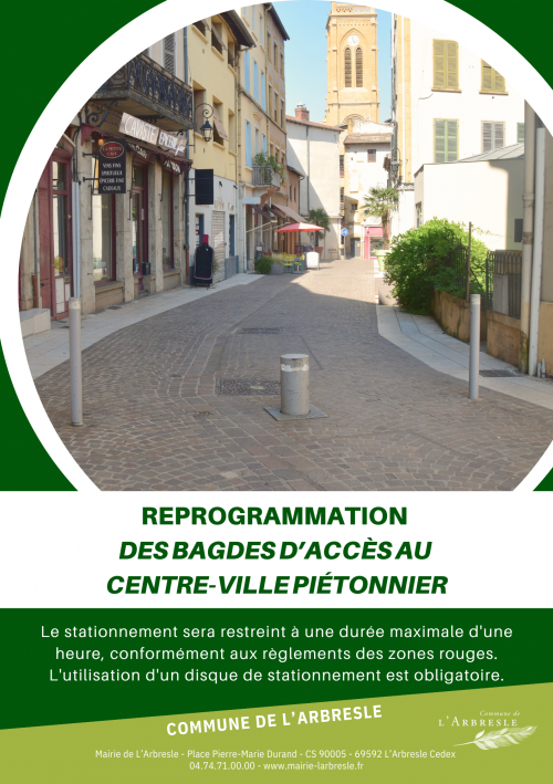 Reprogrammation des badges d'accès au centre-ville piétonnier