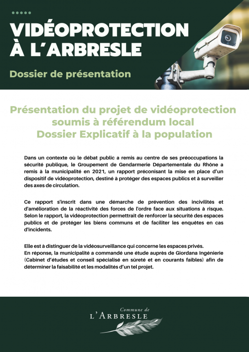 Référendum vidéoprotection : présentation du projet