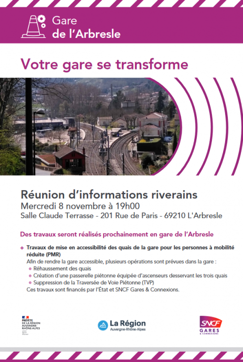 SNCF : REUNION D'INFORMATIONS - TRAVAUX GARE
